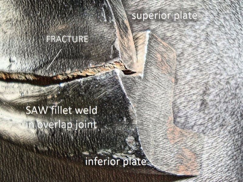 Schematic drawing presenting the fracture occured during fabrication of a low carbon steel automotive part.