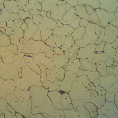 Micrographic detail of the ferritic low carbon steel plate (8 mm superior plate).