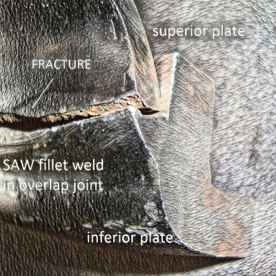 Schematic drawing presenting the fracture occured during fabrication of a low carbon steel automotive part.