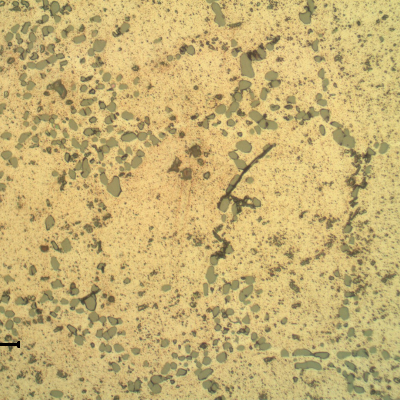 The cast material that presents for the base metal a coalesced silicon particles in the interdendritic space and intragranular precipitation shows a solution effect at the heat affected zone.
