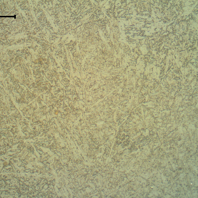The weld metal presented a ferritic/bainitic structure at the surface, where the replica was conducted. The weld metal hardness is 272 HB, too high for this material, suggesting lack of a suitable PWHT.