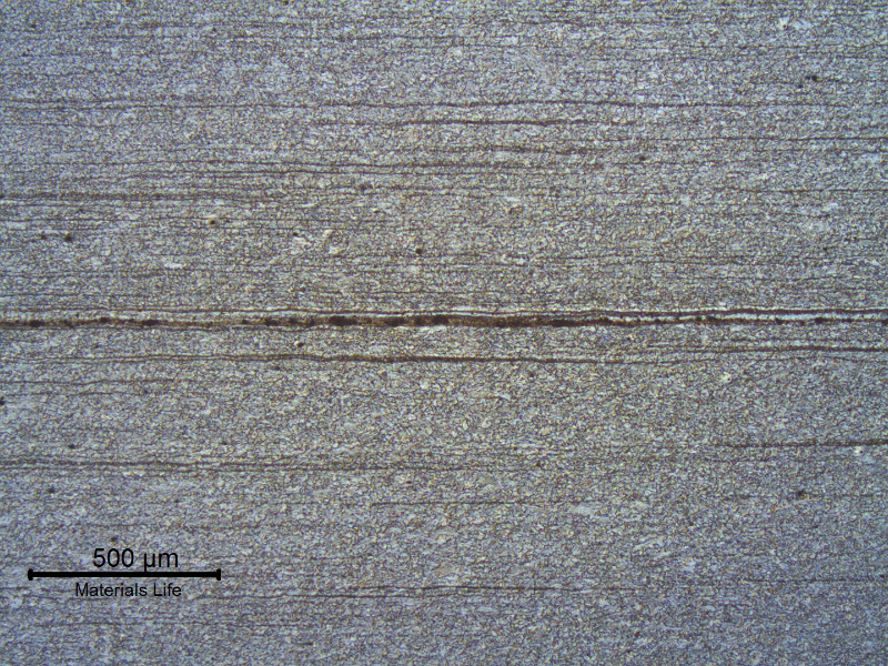 Micrography of the X65 pipe, 5/8" thickness, in the longitudinal section.