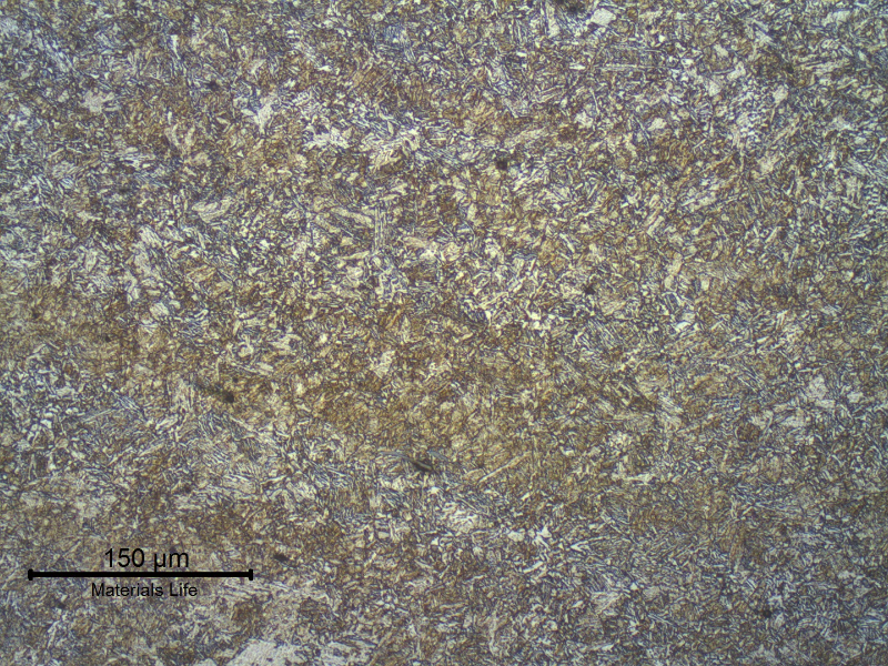 Micrographic detail of the AISI 4130 forging, 5/8" thickness, close to the welded region, in the longitudinal section.