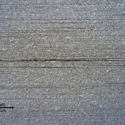 Micrography of the X65 pipe, 5/8" thickness, in the longitudinal section.
