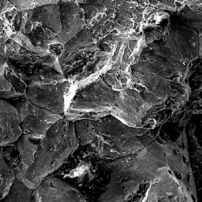 Fractographic aspect of the broken fastener, at the surface, showing na intergranular morphology typical of a hydrogen assisted mechanism of a high strenght steel under cathodic protection.