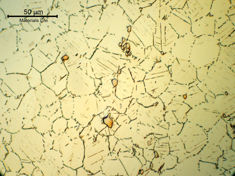The stud structure evidences grain boundaries precipitation of probably delta phase (an overaging of the hardening precipitate).