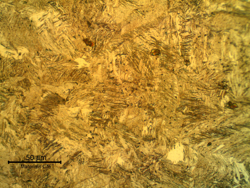 Micrographic detail of the strain hardened aged martensitic structure.