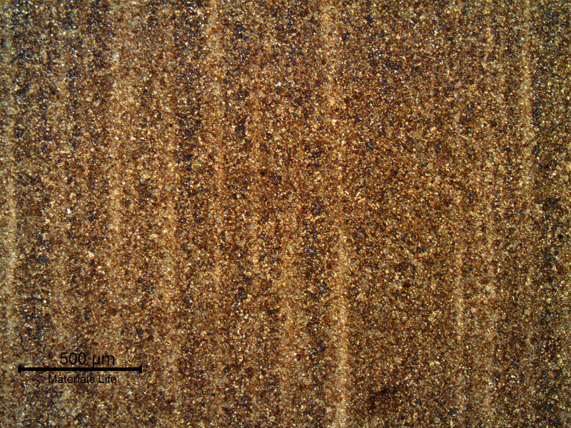 Micrography of the bolt in the longitudinal section, showing a tempered martensitic structure, slightly banded.