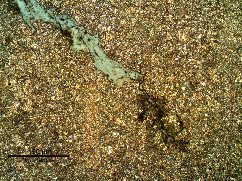 Micrographic detail of the (secondary) cracks, longitudinal, connected to the fracture surface (in the top).