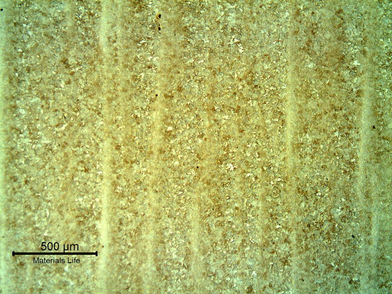 Micrography of the quenched and tempered structure. Longitudinal section. Sligthly banded.