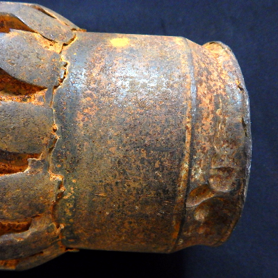 Drilling tool that broke close to the region of the male connector (pin end). The fracture is at the right side of the figure.