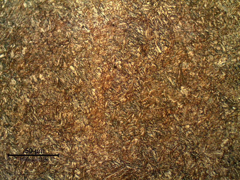Micrographic detail of the quenched and tempered martensitic structure of the pin tool joint.