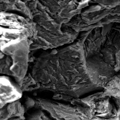 Fractographic analysis of the pin detailing a region of predominantly quasecleavage fracture micromechanism, associated to a macroscopic flat fracture surface.