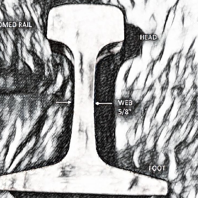 Schematic drawing from a macrosection of the TR57 rail, showing the dimensions and usual terminology.