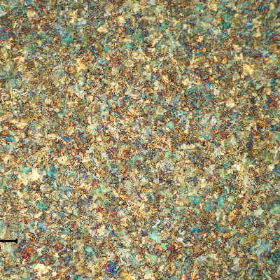 Micrography of a transverse section of the rail, in the head, showing equiaxial grains.  Fully perlitic structure.