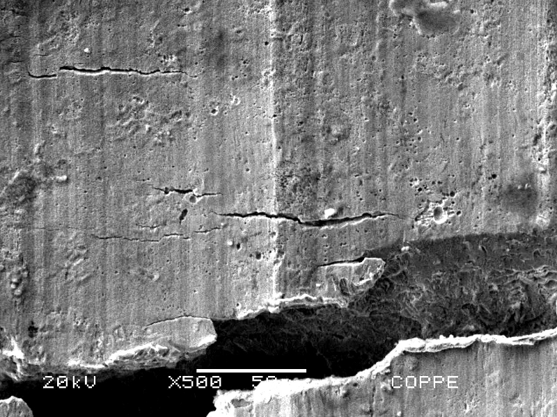 The microscopic aspect of the internal side of the housing evidences the characteristics of the multiple cracks, not directly related to pitting corrosion.