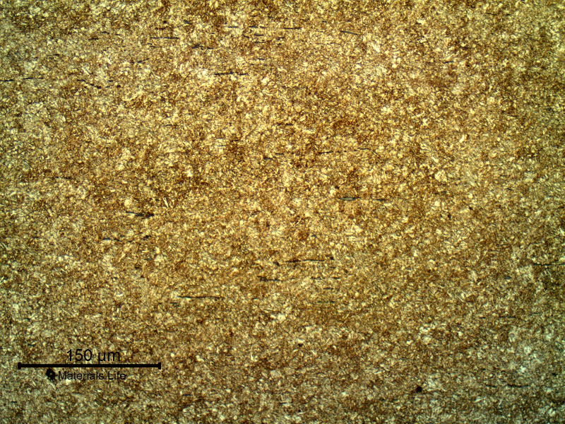 Micrography of a longitudinal section of the housing presenting a uniform tempered martensitic structure.