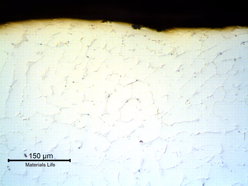 Micrography close to the external surface of a new tube, sound.