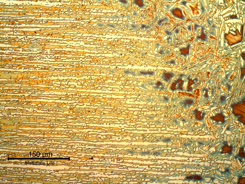 Micrography of the tubing heat affected zone.