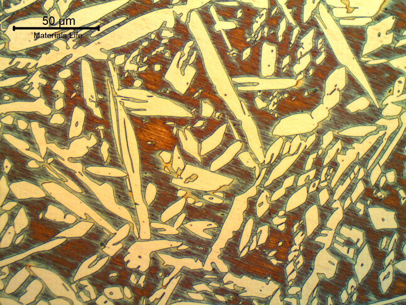 Micrography at the center of the weld metal, first pass that is reheated.