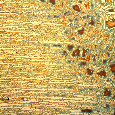 Micrography of the tubing heat affected zone.