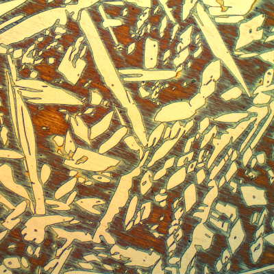 Micrography at the center of the weld metal, first pass that is reheated.