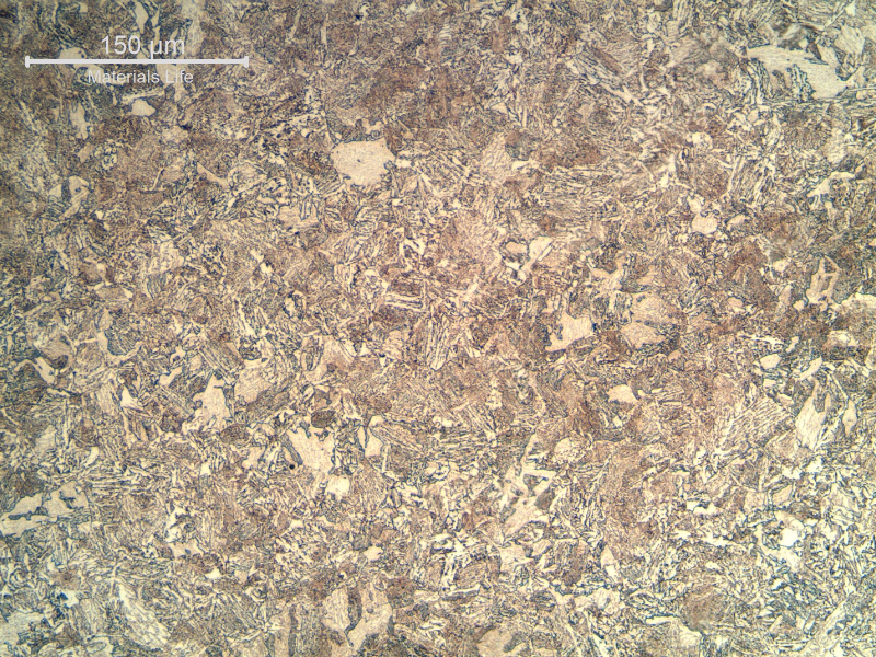 Micrography of the 4130 steel, normalized and tempered. The microstructure is bainitic.