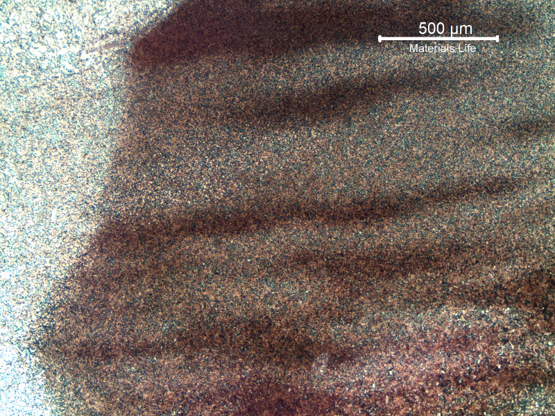 Micrography of the tubular 4130 forging at the heat affected zone (HAZ), butt weld root.  The structure is ferritic bainitic because of the multiple reheatings in high temperature.