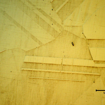 Micrographic detail of a longitudinal section in the center of the bolt. 
Granular austenitic microstructure, equiaxial, primary precipitates (isolated), precipitation hardened (not detectable by metalography, only because of the hardness level)