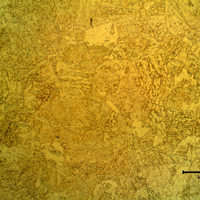 Micrographic detail of the bainitic structure in the center of the shaft.
Longitudinal section.