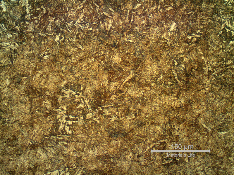 Micrography of the pin close to the interface with the spray and fuse layer. Transverse section.
The fuse is conducted in high temperature and the pin was quenched and tempered after the thermal spray deposition and fuse by flame (in this case the melting of the applied layer was conducted by a oxifuel flame.