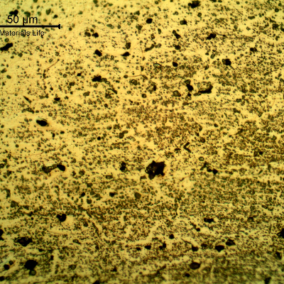 Micrographic detail of the welded joint at the heat affected zone of the flat position, in the last bead (face).  Longitudinal section of the plate, transverse to the welded joint.