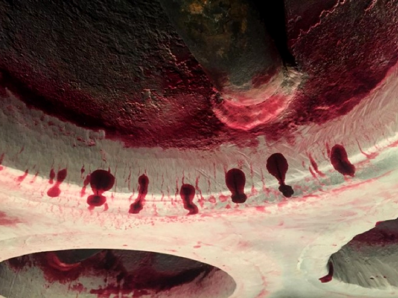 Multiple thermal fatigue cracks at the welded joint between the smoke tube (vertical, internal diameter 248mm) and the tubesheet  (horizontal, plate of 22 mm thickness). This is a view from the combustion chamber.  The dye check tests revealed several parallel cracks.