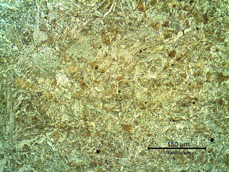 Micrography of the tube HAZ in a region of (austenitic) grain coarse, presenting a bainitic structure.