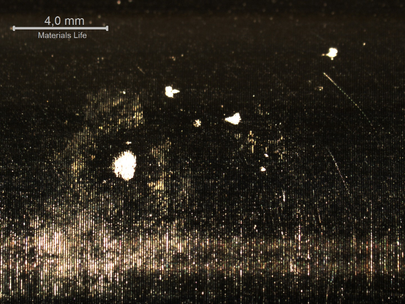 Nitronic 60 cylinder. Detailed aspect of the pitting in a low magnification microscope.