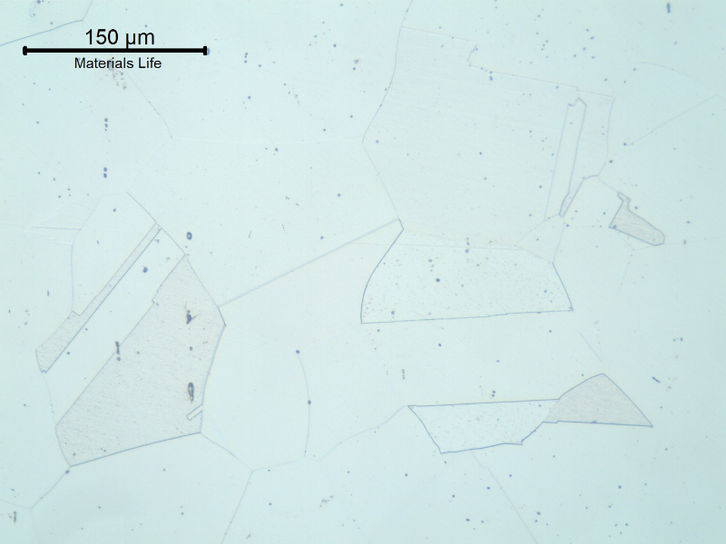 Micrographic detail of the fully austenitic granular structure of the case, in the center of the thickness.