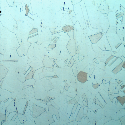 Micrography of the case, observed in the center of the thickness, showing an equiaxial granular austenitic microstructure, free from carbides.  The structure is typical of a 316 SS, in a solution annealed condition.