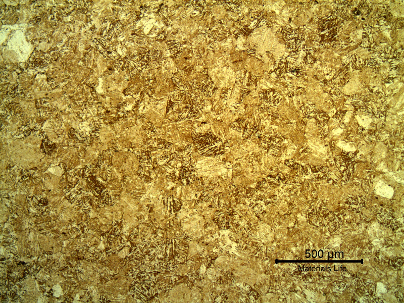 Micrography of a transverse section of the ring presenting a uniform tempered martensite structure.