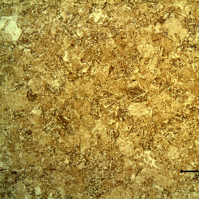Micrography of a transverse section of the ring presenting a uniform tempered martensite structure.