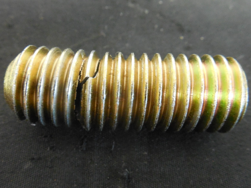 Allen stud, 1/2" nominal diameter, cadmium plated and chromate treated, cracked during assembling external parts in a gate valve.