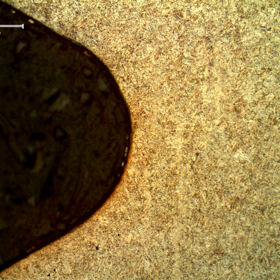 Micrographic detail of the stud at the thread bottom.