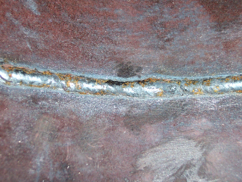 Aspect of the internal surface of the tube, presenting the aspect of the root, after welding and heat treatment.