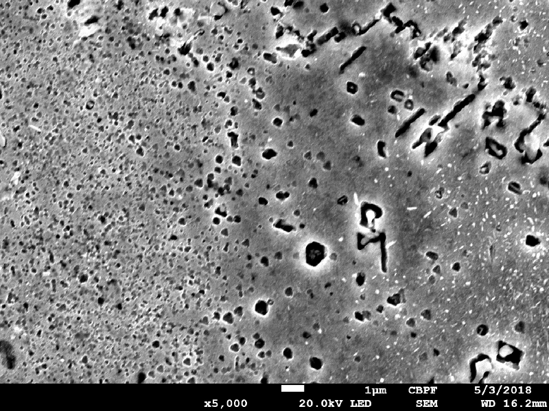 Image by scanning electron microscopy of the interface of the internally cladded pipe, seamless low alloy steel X70 overlaid with Alloy 625 (by automatic GTAW process) and presenting maximum iron content of 5% at the thickness of 3 mm (the qualified thickness).