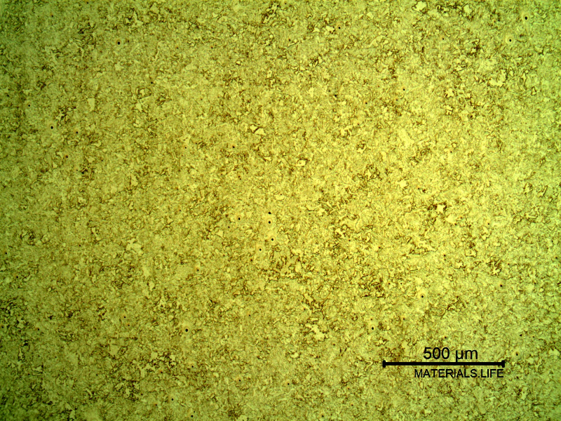 Micrography of a longitudinal section of the pipe substrate, in low magnification, showing a uniform microstructure,