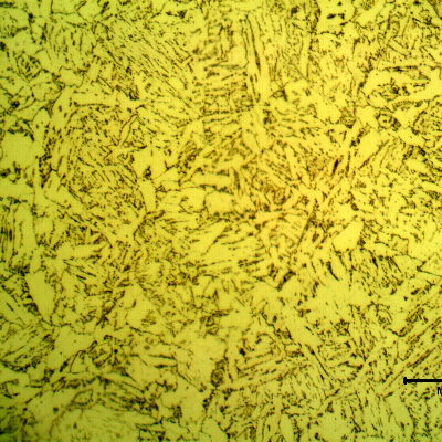 Micrographic detail of a longitudinal section of the pipe substrate showing a uniform bainitic microstructure.