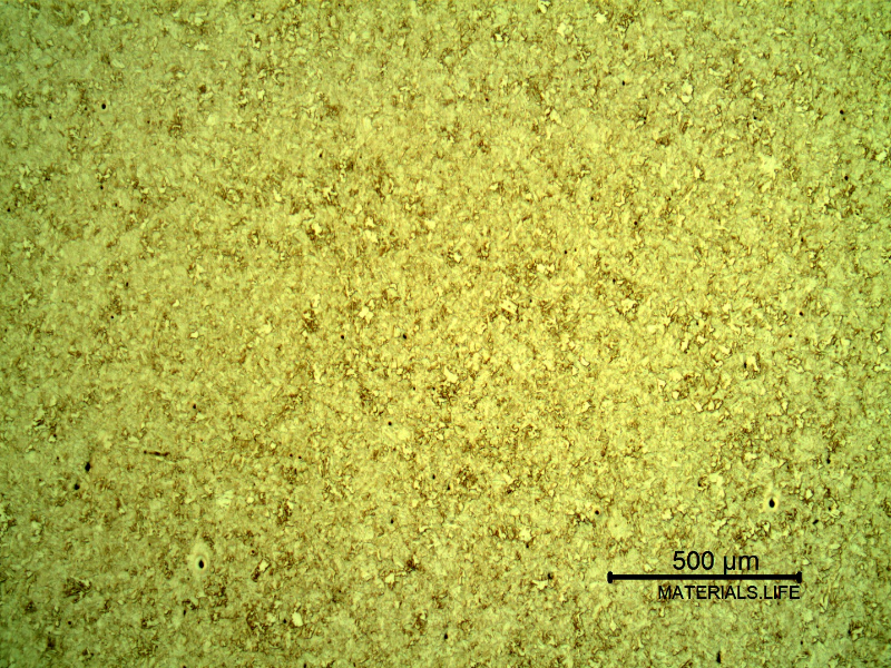 Micrography of a longitudinal section of the pipe substrate, in low magnification, showing a uniform microstructure,