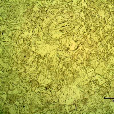 Micrographic detail of a longitudinal section of the pipe substrate showing a uniform bainitic microstructure,
