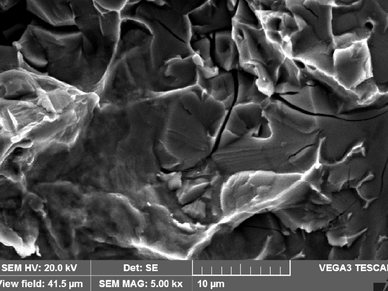 Fractographic detail of the secondary microcracks associated to the sigma phase.
