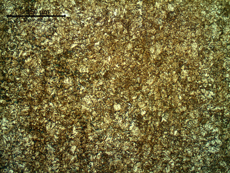 Microstructure of the stud in the longitudinal section, out of a region of segregation, where the tempered martensitic microstructure appears more uniform.
