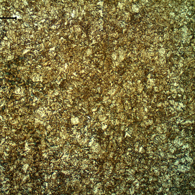 Microstructure of the stud in the longitudinal section, out of a region of segregation, where the tempered martensitic microstructure appears more uniform.